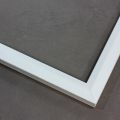This 1inch white liner has an authentic, soft linen texture and flat face with a sloped inner lip.
Linen liners are a great option for providing white space between art and frame. Where glass is generally required to protect paper artworks and their mat, a linen liner does not require glass, making it ideal for paintings and Giclée prints.