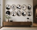 Round Black White Icons Living Room